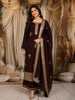 Deep Espresso Brown Floral Zari Embroidered Design Banarasi Straight Cut Salwar Suit with Dupatta