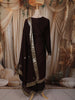 Deep Espresso Brown Floral Zari Embroidered Design Banarasi Straight Cut Salwar Suit with Dupatta