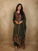 Deep Forest Bottle Green Floral Butta Printed Design Crepe Straight Cut Salwar Suit