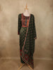 Deep Forest Bottle Green Floral Butta Printed Design Crepe Straight Cut Salwar Suit