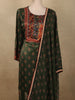 Deep Forest Bottle Green Floral Butta Printed Design Crepe Straight Cut Salwar Suit
