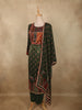 Deep Forest Bottle Green Floral Butta Printed Design Crepe Straight Cut Salwar Suit