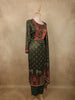 Deep Forest Bottle Green Floral Butta Printed Design Crepe Straight Cut Salwar Suit