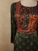 Deep Forest Bottle Green Floral Butta Printed Design Crepe Straight Cut Salwar Suit