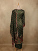 Deep Forest Bottle Green Floral Butta Printed Design Crepe Straight Cut Salwar Suit