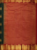 Deep Forest Bottle Green Floral Butta Zari Woven Design Pure Kanchipuram Silk Saree with Contrast Temple Zari Border