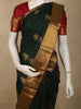 Deep Forest Bottle Green Floral Butta Zari Woven Design Pure Kanchipuram Silk Saree with Contrast Temple Zari Border