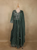 Deep Forest Bottle Green Floral Sequins and Beads Embroidered Design Georgette Anarkali Gown with Dupatta