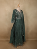 Deep Forest Bottle Green Floral Sequins and Beads Embroidered Design Georgette Anarkali Gown with Dupatta