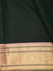Deep Forest Bottle Green Striped Zari Woven Design Pure Kanchipuram Silk Saree with Contrast Ornamental Zari Border