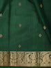 Deep Forest Green Butta Woven Design Pure Kanchipuram Silk Saree with Paisley Zari Border