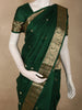 Deep Forest Green Butta Woven Design Pure Kanchipuram Silk Saree with Paisley Zari Border