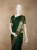 Deep Forest Green Butta Woven Design Pure Kanchipuram Silk Saree with Paisley Zari Border