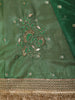 Deep Forest Green Floral Butta Zari Woven Design Tissue Saree with Designer Lace Border