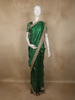 Deep Forest Green Floral Butta Zari Woven Design Tissue Saree with Designer Lace Border