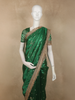 Deep Forest Green Floral Butta Zari Woven Design Tissue Saree with Designer Lace Border