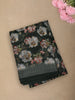 Deep Forest Green Floral Printed Design Linen Cotton Saree