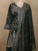 Deep Forest Green Floral Sequins and Zari Embroidered Design Tissue Organza Lehenga With Dupatta