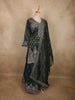 Deep Forest Green Floral Sequins and Zari Embroidered Design Tissue Organza Lehenga With Dupatta