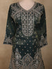 Deep Forest Green Floral Sequins and Zari Embroidered Design Tissue Organza Lehenga With Dupatta