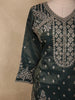 Deep Forest Green Floral Sequins and Zari Embroidered Design Tissue Organza Lehenga With Dupatta
