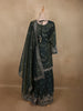 Deep Forest Green Floral Sequins and Zari Embroidered Design Tissue Organza Lehenga With Dupatta