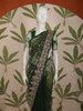 Deep Forest Green Floral Vine Embroidered Design Net Fancy Saree with Scalloped Border