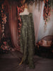 Deep Forest Green Floral Zari Embroidered Design Tissue Unstitched Salwar Material with Dupatta