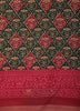 Deep Forest Green Ikat Woven Design Mixed Cotton Saree with Contrast Border