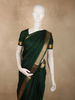 Deep Forest Green Solid Woven Design Pure Kanchipuram Silk Saree with Zari Border