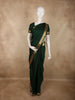 Deep Forest Green Solid Woven Design Pure Kanchipuram Silk Saree with Zari Border