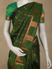 Deep Forest Green Striped Zari Woven Design Pure Kanchipuram Silk Saree with Zari Border