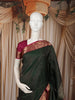 Deep Forest Green Vaira Oosi Kattam Zari Woven Design Pure Kanchipuram Silk Saree with Contrast Traditional Zari Border