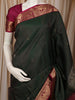 Deep Forest Green Vaira Oosi Kattam Zari Woven Design Pure Kanchipuram Silk Saree with Contrast Traditional Zari Border
