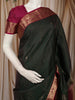 Deep Forest Green Vaira Oosi Kattam Zari Woven Design Pure Kanchipuram Silk Saree with Contrast Traditional Zari Border