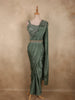 Deep Forest Moss Green Solid Design Satin Ready to Wear Draped Saree with Designer Blouse