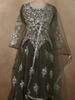 Deep Forest Olive Green Floral Thread Embroidered Design Net Gown with Dupatta
