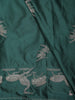 Deep Forest Teal Green Birds Woven Design Semi Banarasi Saree with Self Border