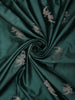 Deep Forest Teal Green Birds Woven Design Semi Banarasi Saree with Self Border
