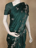 Deep Forest Teal Green Birds Woven Design Semi Banarasi Saree with Self Border
