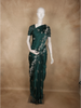 Deep Forest Teal Green Birds Woven Design Semi Banarasi Saree with Self Border