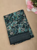 Deep Forest Teal Green Floral Printed Design Linen Cotton Casual Wear Saree