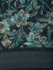 Deep Forest Teal Green Floral Printed Design Linen Cotton Casual Wear Saree