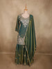 Deep Forest Teal Green Sequins and Beads Embroidered Design Organza Lehenga with Dupatta