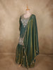 Deep Forest Teal Green Sequins and Beads Embroidered Design Organza Lehenga with Dupatta