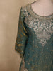 Deep Forest Teal Green Sequins and Beads Embroidered Design Organza Lehenga with Dupatta