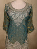 Deep Forest Teal Green Sequins and Beads Embroidered Design Organza Lehenga with Dupatta