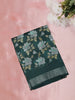 Deep Green Floral Printed Design Mixed Cotton Saree