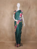 Deep Green Striped Design Semi Tussar Silk Saree