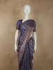Deep Indigo Blue Abstract Printed Design Semi Tussar Saree